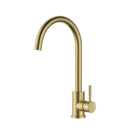 Reginox TARAVO Single Lever Swan Neck Kitchen Mixer Tap - Brushed Gold - TARAVOGOLD