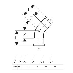 Geberit Mapress Copper Bend: 45°, d=15mm - 60602