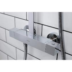 Bristan Quadrato Shower - Exposed Fixed Head Bar Shower with Diverter and Kit (QD SHXDIVFF C Model)