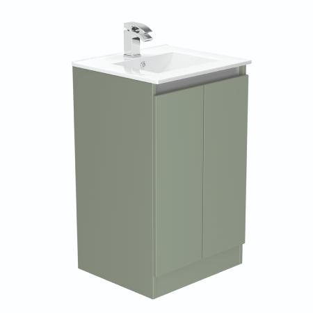 Newland 500mm Floorstanding Double Door Basin Unit With Ceramic Basin Sage Green