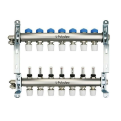 Polypipe 15mm Stainless Steel 7 Port - Push-Fit Manifold PB12757