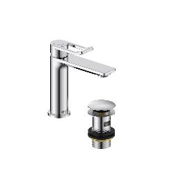 Bristan Saffron Eco Start Basin Mixer with Clicker Waste Chrome SAF ES BAS C