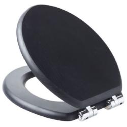 Heritage Soft Close Toilet Seat Black with Chrome Hinges TSBLA101SC