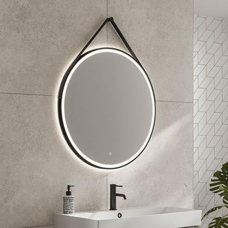 HIB Solstice Matt Black 80 Round LED Illuminated Mirror 79520800