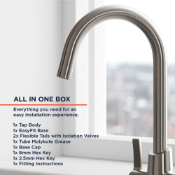 Bristan Acorn Easyfit Mono Sink Mixer Stainless Steel ACR EFSNK SS