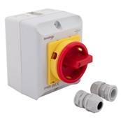 DiversiTech Isolator Switch 4 Pole 32A Small Inc. Cable Glands x2 IS-4P-32A-S-G