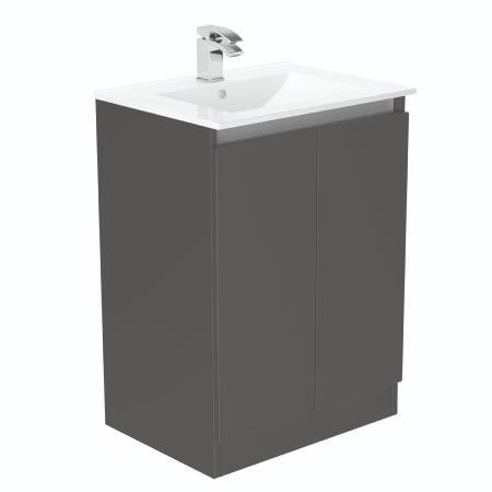 Newland 600mm Floorstanding Double Door Basin Unit With Ceramic Basin Midnight Mist