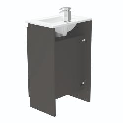 Newland 500mm Slimline Floorstanding Double Door Basin Unit With Ceramic Basin Midnight Mist