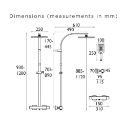Bristan Qubo Thermostatic Bar Shower with Rigid Riser QB SHXDIVCTFF C