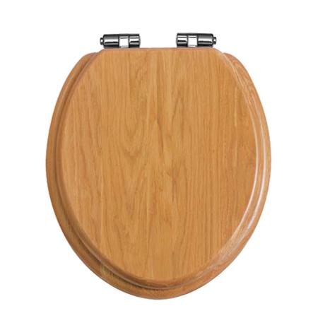 Heritage Soft Close Toilet Seat Oak with Chrome Hinges TSOAK101SC
