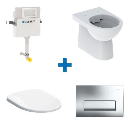 Geberit Selnova Toilet with Delta Cistern and Flush Plate 118.350.21.1