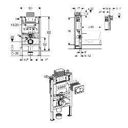 Geberit Alpha 82cmH Frame & Cistern, plus Alpha01 Round Flush Plate 458.035.21.2