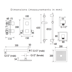 Bristan Cobalt Recessed Concealed Dual Control Shower Pack COBALT SHWR PK2