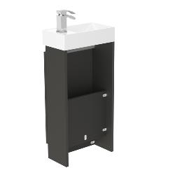 Newland 400mm Single Door Cloakroom Basin Unit With Ceramic Basin Midnight Mist