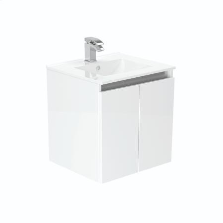 Newland 500mm Double Door Suspended Basin Unit With Ceramic Basin White Gloss