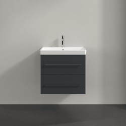 Villeroy & Boch Avento Crystal Grey 600mm Wall Hung 2-Drawer Washbasin and Vanity Unit SAVE09B101