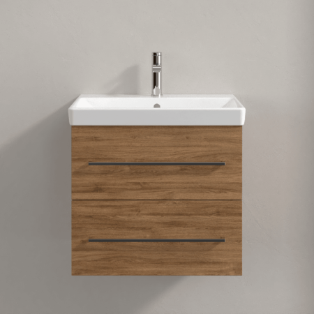 Villeroy & Boch Avento Oak Kansas 600mm Wall Hung 2-Drawer Washbasin and Vanity Unit SAVE09RH01