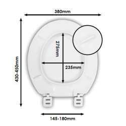 Wirquin Emerald Universal Toilet Seat & Cover, White, Bottom Fix Hinge