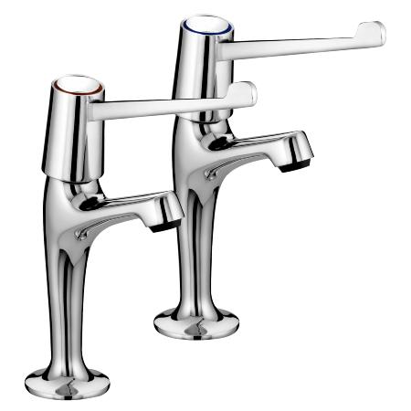 Bristan Lever High Neck Pillar Taps with 6" Levers and Ceramic Disc Valves Chrome VAL2 HNK C 6 CD