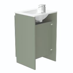 Newland 500mm Floorstanding Double Door Basin Unit With Ceramic Basin Sage Green