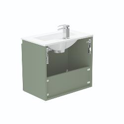 Newland 600mm Slimline Double Door Suspended Basin Unit With Ceramic Basin Sage Green