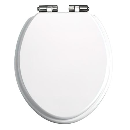 Heritage Soft Close Toilet Seat White Gloss with Chrome Hinges TSWGL101SC