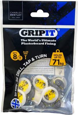 Gripit 15MM Fixings with 4 X 25MM Screws X8 152-258