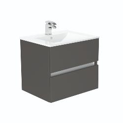 Newland 600mm Double Drawer Suspended Basin Unit With Ceramic Basin Midnight Mist