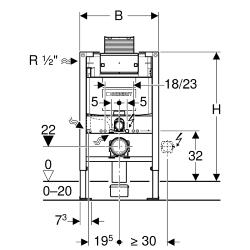 Geberit Duofix 82cm Frame, Omega Cistern 12cm Included + Flush Plate 111.004.00.1+115.080.KH.1