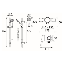 Bristan Acute Thermostatic Mixer Shower Exposed with Adjustable Head AE SHXAR C