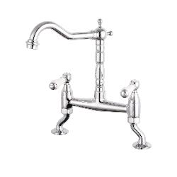 Reginox UTICA Traditional Cranked Bridge Kitchen Mixer Tap - Chrome - UTICACH